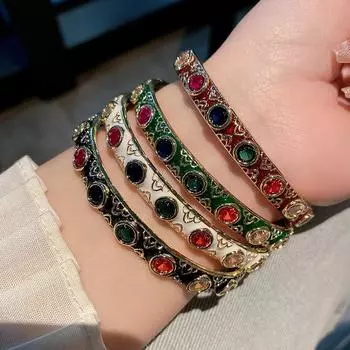 Инкрустированный цветной браслет из циркония с каплями масла для женщин, легкие, роскошные, долговечные и цветные украшения для рук 17CM