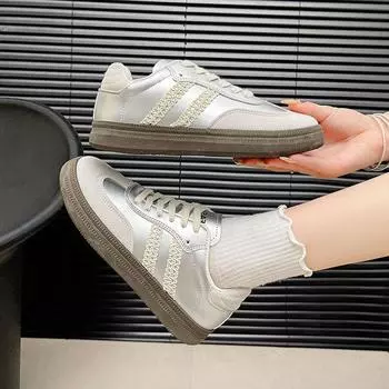 inl silver dexteric shoes женские 2025 новые осенние дышащие туфли Forrest Gump универсальные повседневные кроссовки для сноуборда женские спортивные 35 серебряный