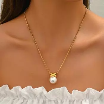 inlaid pearl jewelry, niche high-end light luxury necklace for women, versatile high-end geometric necklace for women