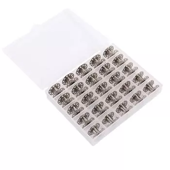 INNE 25 шт., металлические шпульки для швейной машины, пустая катушка, пластиковый ящик для хранения, аксессуары для дома, инструмент для Brother Singer, нержавеющая сталь