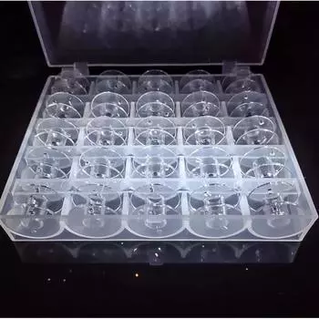 INNE 25 шт., швейная машина, прозрачная катушка, подходит для бытовой швейной машины, пустая катушка, пластиковый замок, стержневой ящик, набор для хранения, аксессуары для инструментов