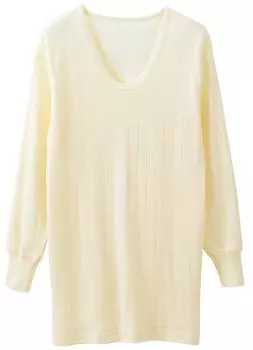Inner Air Merry Quick Ivory L [Angle] Мужские топы, шерсть, U-образный вырез, дышащая, сохнущая, хрустящая,