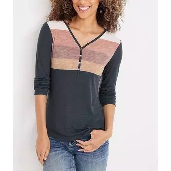 Inner and Outer Cotton Elastic Contrast Color Long Sleeves Fashion 23 Autumn Base Clothing Gray and Black contrast color wide stripes S