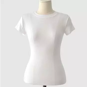 Inner Cotton Slim Top round Neck Short Sleeve T-shirt White M