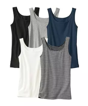 Inner cotton tank set of basic 5L [Nissen] camisole/tank top, 100% top, 5, colors,