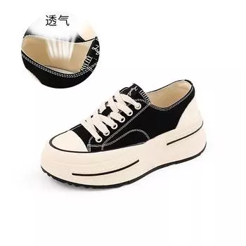 Inner first layer sheepskin canvas shoes 2025 autumn new women s heightening platform shoes women s casual versatile shoes children 35