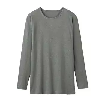 Inner fluffy long crew Japan M to Japanese size [Gunze] shirt, double-sided brushed, neck, YW1908H, men s, gray, (equivalent M)