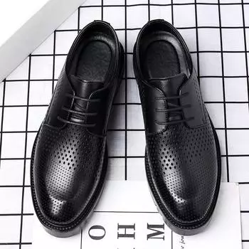Inner height increase 10CM cowhide commuter casual men s shoes wedding shoes 8CM business hollow leather shoes men 37