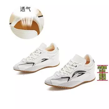 Inner height increase 3cm leather pointed dad shoes women s 2025 spring and summer new casual moral training shoes platform Forrest Gump shoes women 35