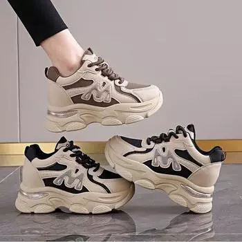 inner height increase dad shoes women, new versatile small man thick sole comfortable breathable casual sports little white shoes 35