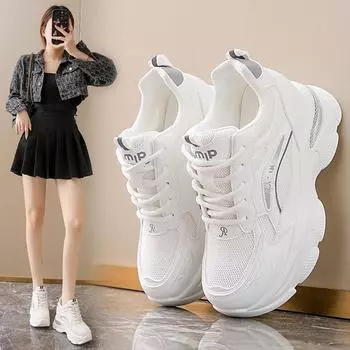 inner height increase dad shoes women s small, autumn mesh breathable little white shoes platform casual shoes sports shoes 35