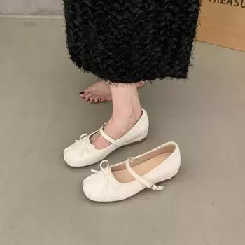 Inner height increase flat ballet shallow mouth single shoes women s new summer skirt Mary Jane small leather shoes 35