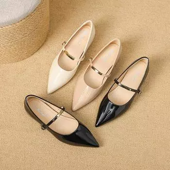 Inner height increase French Mary Jane single shoes women s soft-soled flat-soled single shoes shoe temperament with skirt evening shoes D867-2 35 чёрный