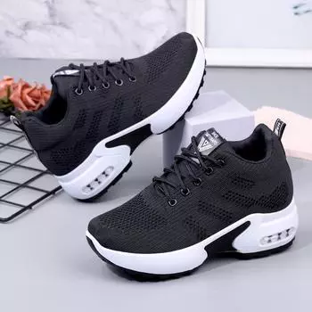 Inner height increase little white shoes women s 2024 autumn new flying woven shoes mesh breathable casual sports shoes women s spot 35