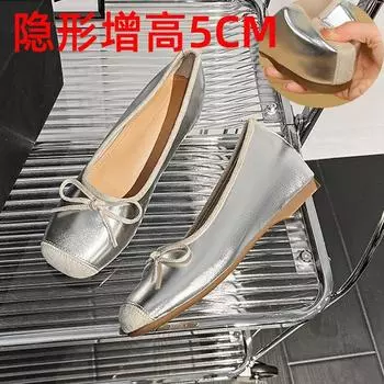 Inner height increase Mary Jane women s shoes new autumn 5cm small Doudou shoes one word with ballet shoes 34