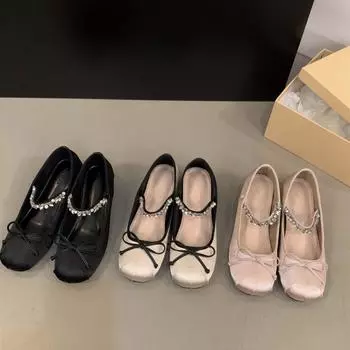 Inner height increase pink ballet single shoes women s shoes 2024 new spring and autumn Mary Jane gentle evening shoes 35 чёрный