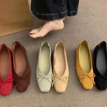 inner height increase shallow single shoes women s shoes spring and autumn 2025 new square head suede bow temperament versatile evening shoes 35 синий