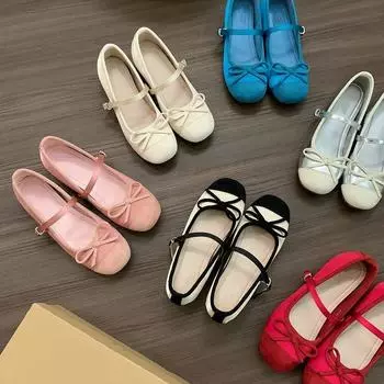 inner height increase small fragrant wind bag head half slippers women s shoes wear 2024 new summer ballet Mary Jane single shoes 35
