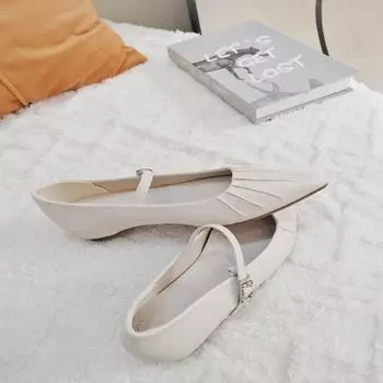 Inner height increase summer new women s shoes versatile and popular retro temperament one-word pleated pointed single shoes small size shoes 32 хаки