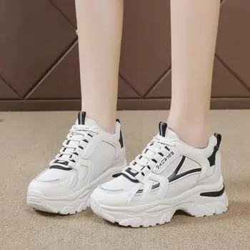Inner height-increasing dad shoes women s spring and autumn new casual women s shoes thick-soled contrasting women s sports shoes 35
