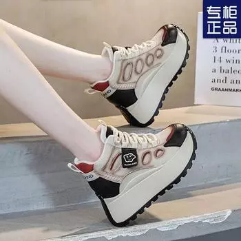 Inner height-increasing women s shoes high-top casual sports shoes new 2025 spring and autumn popular versatile thick-soled dad shoes light luxury 35
