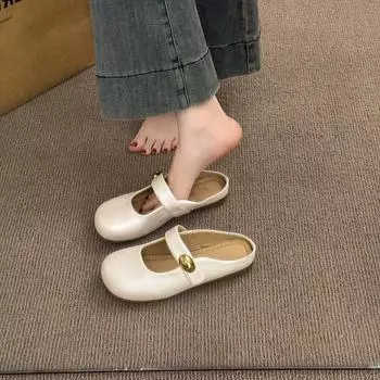 Inner heightened thick-soled bag head half slippers Women wear new one-pedal single shoes cool slippers in summer 35