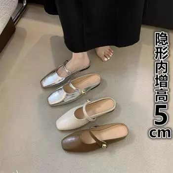Inner heightening bag head half slippers women s summer outer wear new Korean version French evening breeze temperament silver single shoes cool 34