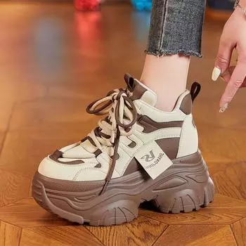 Inner heightening dad shoes women s ins tide spring Korean version super fire thick-soled small casual sports shoes 35