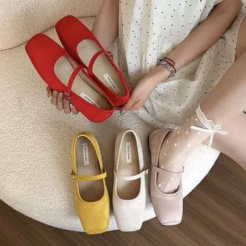 Inner heightening retro Mary Jane shoes ballet shoes spring and summer new gentle shallow mouth single shoes evening shoes women 35