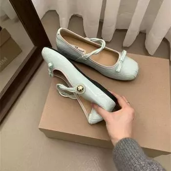 Inner heightening retro single shoes women s shoes 2025 new spring French Mary Jane black commuter small leather shoes 35 синий