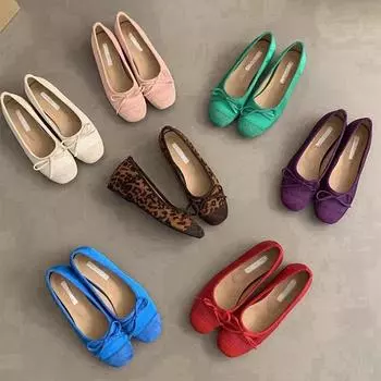 Inner heightening thick sole shallow mouth single shoes women s spring and autumn blue Doudou shoes red ladyshoes gentle evening breeze fairy ballet s 35 розовый