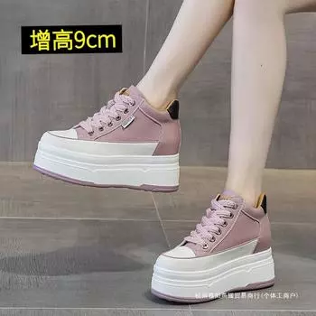 Inner heightening women s shoes thick sole 2025 new autumn and winter velvet thickened small size small high top white shoes women 33