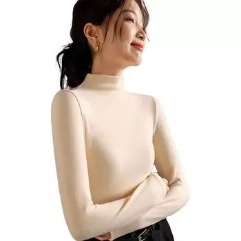 Inner Shirt Brushed high long cold A8260 [FEISEDY] Women s [Thick] lining, neck, sleeves, underwear, strong, warm, innerwear, soft, protection, warm,
