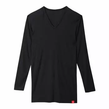Inner Shirt Hot Magic Soft Warm Sleeve MH1909 Black L [Gunze] V-Neck 9/4 Men s