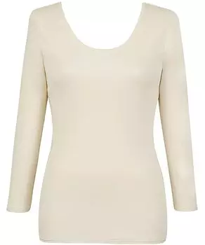 Inner Tops Stays Soft and Heat Retaining Neck Cotton EL4879 BE LL [Wing/Wacoal] [100% Cotton] 3/4 Sleeves/U [Luxurious Rich] Women s
