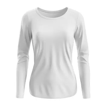 Inner Warm Long Round Cold Weather White [YUTTARI] Shirt, Modal, Women s Top, Autumn/Winter, Underwear, Glossy, Innerwear, Sleeve, Neck, Underwear,