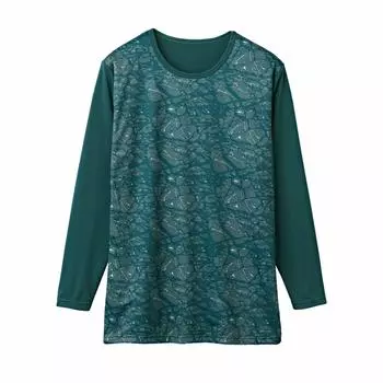 Inner Windproof Inner Long Crew Neck YW1808B Blue Green Japan L to Japanese Size [Gunze] Shirt, Men s (Equivalent L)