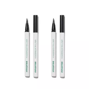 Innisfree [2 Pcs] Powerproof Pen Liner 0.6g 2 Colors No. 1 black/No. 1 black