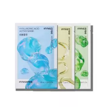 INNISFREE Active Mask - Мгновенно улучшите кожу в домашних условиях, 5 видов (6 вариантов) HYALURONIC ACID x 10PCS