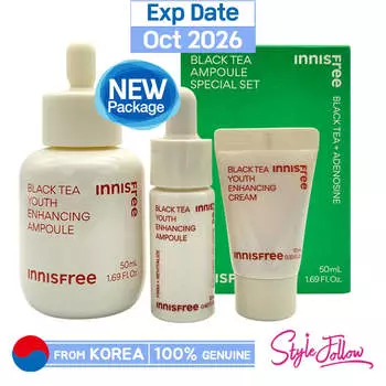 [INNISFREE] Ампула для повышения молодости черного чая, 50 мл, специальный набор (Включить 3 предмета) 1pc + Sample Gifts