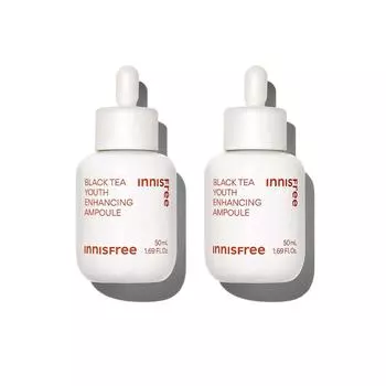 Innisfree Черный чай омолаживающая ампула большой емкости 50 мл 2 шт, корейская косметика