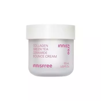 innisfree Collagen Green Tea Ceramide Bounce Cream 50 мл - Подлинная упругость эластичность жирная кожа сухая кожа комбинированная кожа сухая корейская косметика