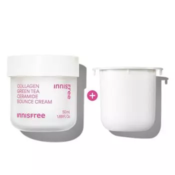 Innisfree Collagen Green Tea Ceramide Эластичный защитный крем 50 мл + (Пополнение) Коллагеновый крем 50мл, корейская косметика