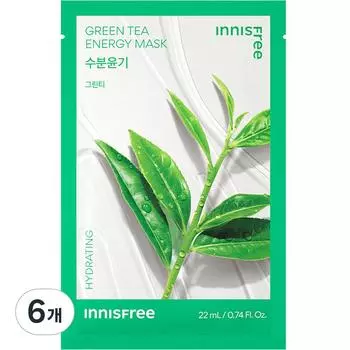 Innisfree Green Tea Energy Mask 22 мл, 1 упаковка, 6 шт.