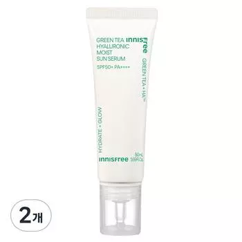 Innisfree Green Tea Hyaluronic Acid Moisture Sun Serum SPF50+ PA++++, 50 мл, 2 шт.