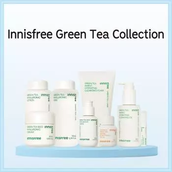 Innisfree Green Tea Hyaluronic Collection Amino очищающая пена, очищающее масло, кожа, лосьон, крем, сыворотка, осветляющая сыворотка, сияющие шарики для глаз и лица
