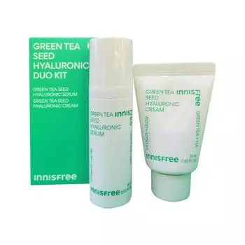Innisfree Green Tea Seed Hyaluronic Duo Kit (Сыворотка 15мл+Крем 15мл) #1KIT