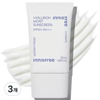 Innisfree Hyaluronic Moisture Sun Cream SPF50+ PA++++, 3 units, 50ml