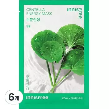 Innisfree Энергетическая маска Centella asiatica 22 мл, 1 упаковка, 6 шт.