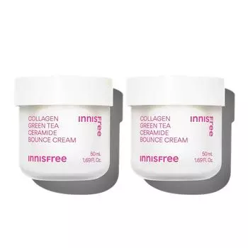 Innisfree Крем коллагеновый зеленый чай керамиды эластичность барьер 50 мл x 2, корейская косметика